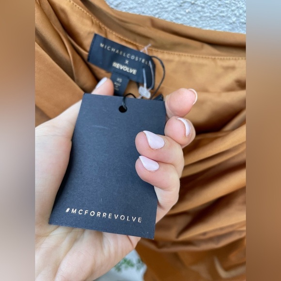 Michael Costello One-Shoulder Mini Dress in Gold - Picture 6 of 7